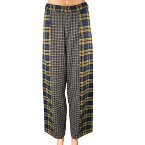 Urban Outfitters Women's Multicolor Plaid Patchwork Wide Leg Trousers Pants 4